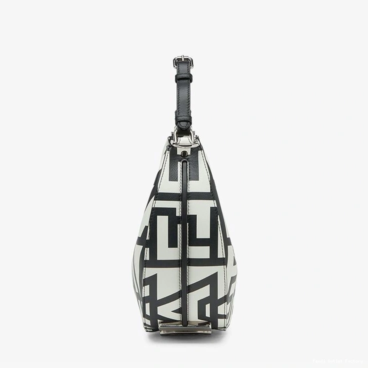 Cheap HOT Fendi Capsule Black White Bag Fendi Roma In Fendigraphy Small Leather Hobo 0820